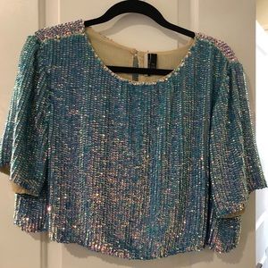 TOPSHOP sequin cropped top